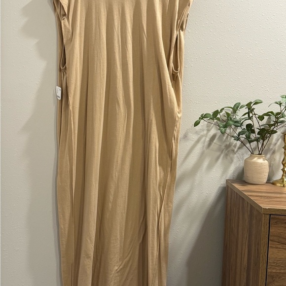 Free People Beach NWT Size Medium Tan Carta Tee Shirt Midi Dress Comfort Boho - Picture 3 of 8